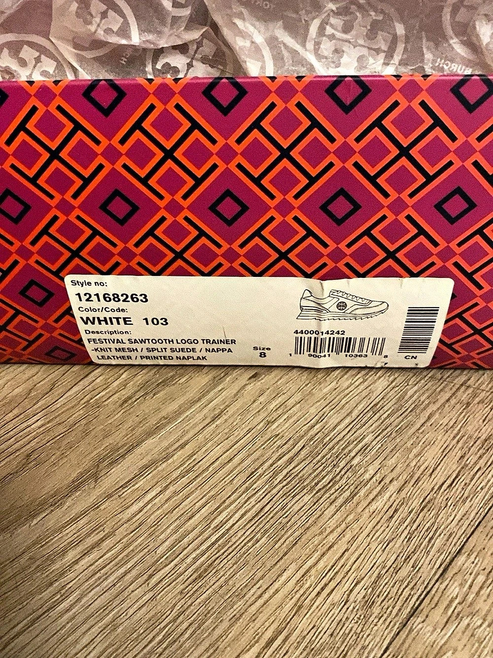 Tory Burch Good Luck Trainer White & Red Size 8 - Picture 5 of 5